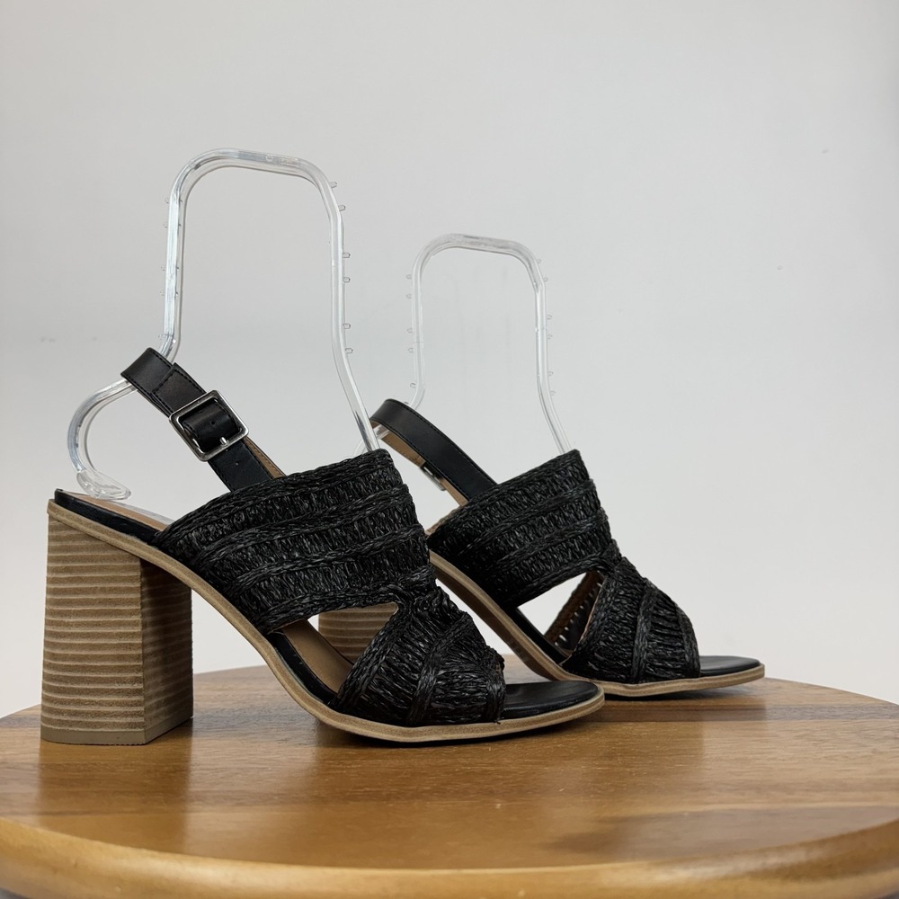 New NWOB Womens Dolce Vita Rian Black Woven Slingback Block Heels Mules Size 12